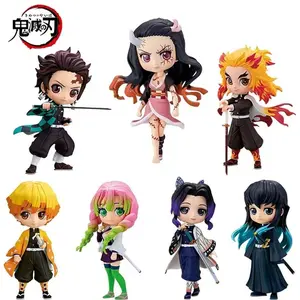 Anime 15cm Demon Slayer Figure Nezuko Tanjirou Zenitsu Inosuke Kyoujurou Giyuu Kawaii Qposket PVC Model Toys children Gift