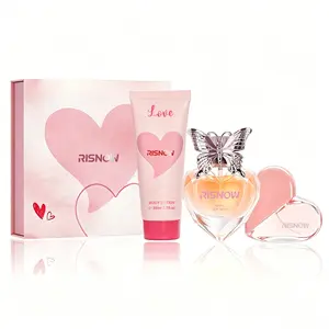 RISNOW Heart-Themed Perfume Gift Set - 3-piece floral fruity fragrances with 60ml & 30ml perfume, 80ml body lotion, Elegant Gift Box for gift box, perfect for lover, girlfriend & mother.