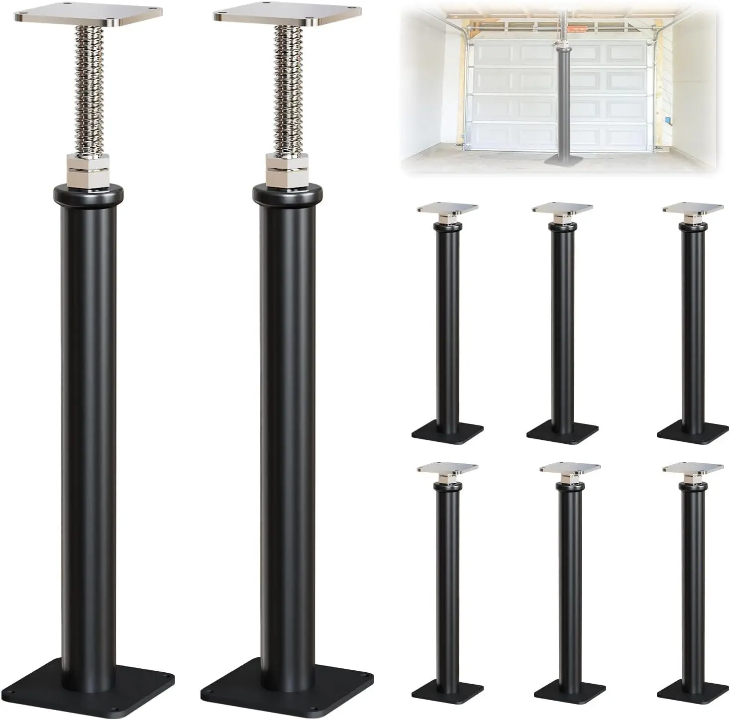 8 Pack Adjustable House Floor Jacks, 16.5-20.5 Inch, 6600 Lb Capacity  Post Floor Jack for Leveling, Screw Jacks for Basement, Porches, Roof Beams and Decks
