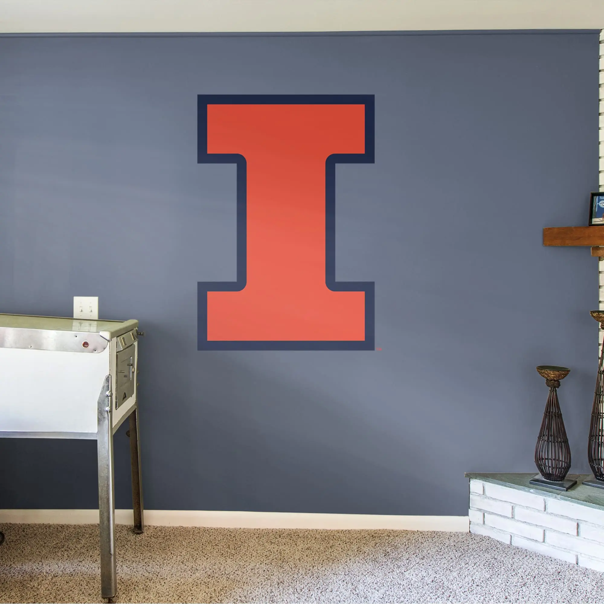 Official NCAA Illinois Fighting Illini RealBig Logo Collection Reusable Vinyl Wall Decals - Home Decor Vinyl Stickers, Sticker Decorations, Graphics Decal Wall Murals, Graphics Decal Wall Stickers & Murals
