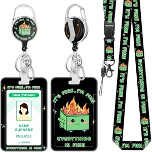 Lanyards for Id Badges, Dumpster on Fire Badge Holder with Retractable Reel Clip, Funny Work Name Tags  Lanyard ID Card Protector Cover Case for Women Teacher Nurse  Office