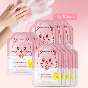 Milk Niacinamide Cat Paw Hand Mask, 10 Pairs Pack Moisturizing Nourishing Hydrating Hand Mask for Dry Cracked Skin, Hand Care Product for Women & Men, Moisturizer Hydrate