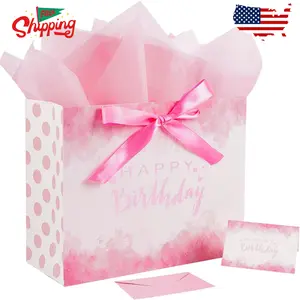 15.7" Extra Large Pink Happy Birthday Gift Bag