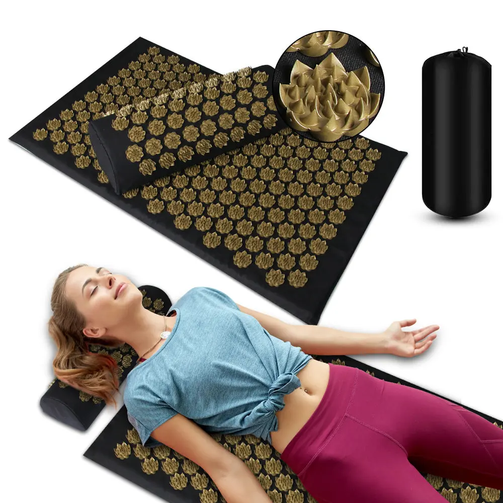 Acupressure Massage Mat with Pillow - Lightweight Cotton-PU-ABS Manual Tool for Daily Back Massage, Back Relief & Body Care