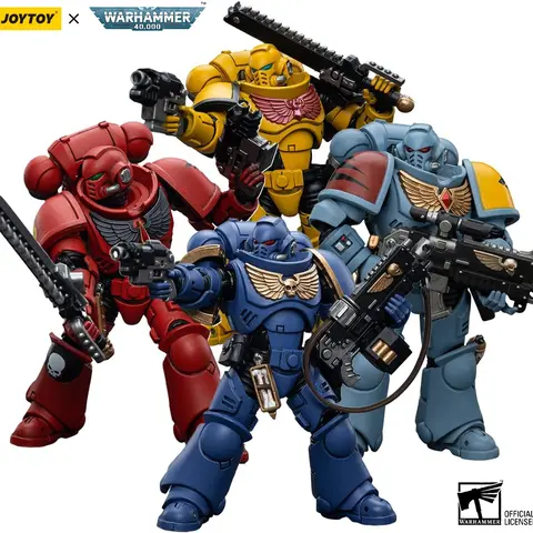 Joytoy 1/18 Articulated Collectible Figure Set - 4PCS Intercessors (Space Wolves, Ultramarines, Blood Angels Sanguinary Guard 3, Imperial Fists) for Adult Collectibles, Non-Toxic 3D Figurine with Interactive Moving Arms, Decorative Accents