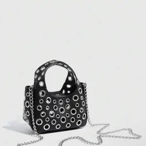 Luxury Designer Handbag - Soft Touch PU Leather, Crossbody Shoulder Bag With Top Handle And Adjustable Strap, Fashionable Spacious Women Rivet Tote