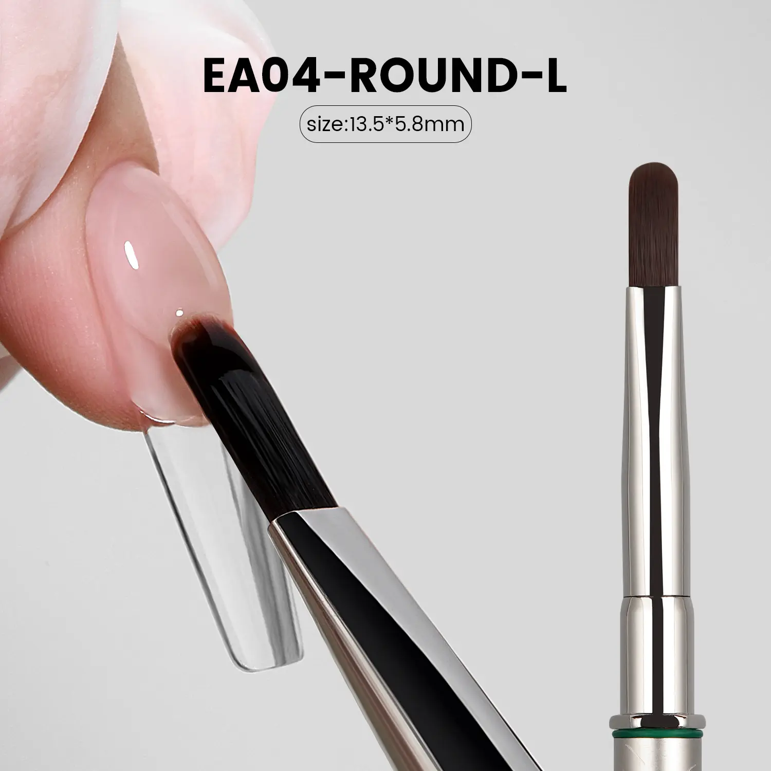 YOKEFELLOW EliteAlly Nail Art Brush EA04 Long Round 13mm Lengthen Oval Nail Brush for Builder Gel & Polygel and Dual Form Smooth Application , Professional Nail Art Tool( EA04 ROUND-L )
