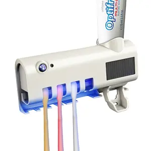 4-Slot Wall-Mounted Toothbrush Holder Set – Durable ABS, Electric & Rechargeable, No-Drill Mounting, with Toothpaste Dispenser – for Bathroom or Dorm, Modern Multifunctional