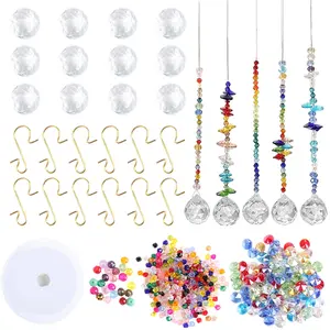 12 Set Crystal Suncatchers, Hanging Crystals Ornament Sun Catcher with Chain,Glass Beads Ball Prisms Pendant Rainbow Maker for Window Home Office Garden Decoration - Home Improvement.
