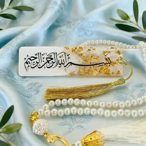 Epoxy Bookmark Tasbeeh Gift Custom Box Muslim Iftar Party Favor Ramadan Islamic Quran Bookmark Hajj Umrah Khatmul Quran Aqeeqah Book Accessories