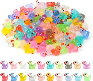 100 Pack Mini Ducks Resin Tiny Ducks Luminous Animal Glow in The Dark Tiny Toys for Garden Aquarium Decor