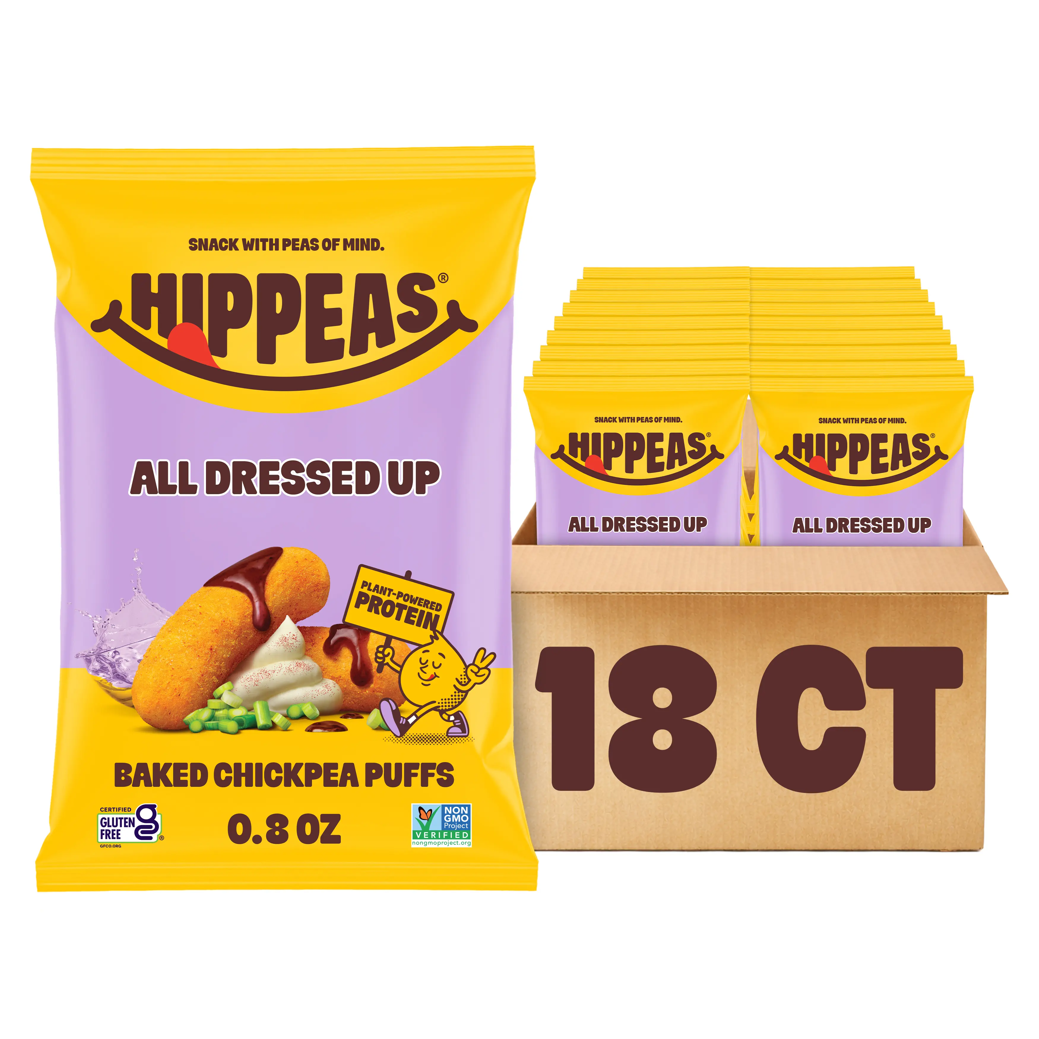 All Dressed Up Chickpea Puffs - Gluten Free Snacks, Dairy Free, Vegan, Crunchy, Nutritious, Baked Plant Protein Snack, Non-GMO, Kosher