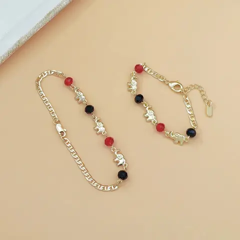 Women's Gold-Plated Colorful Bead Mix Adjustable Bracelet with Charms - Fashionable Arm Candy Accessory for Daily Wear & Parties, Multi-Color Bracelets & Bangles