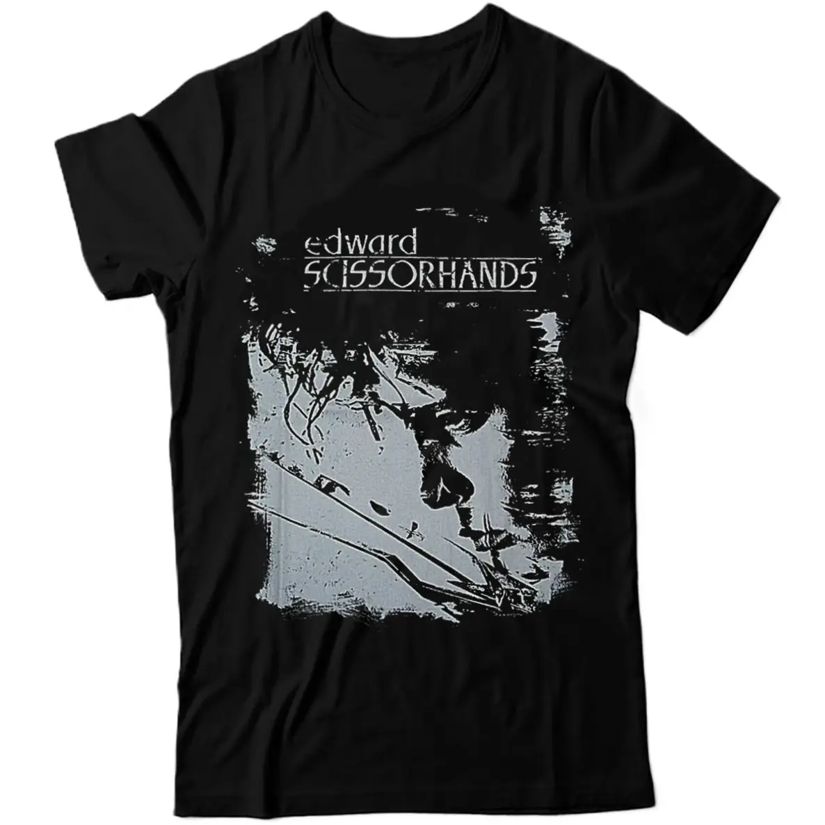 Vintage Edward Scissorhands Horror Movie Black Classic Cotton Unisex T-Shirt 1 Side