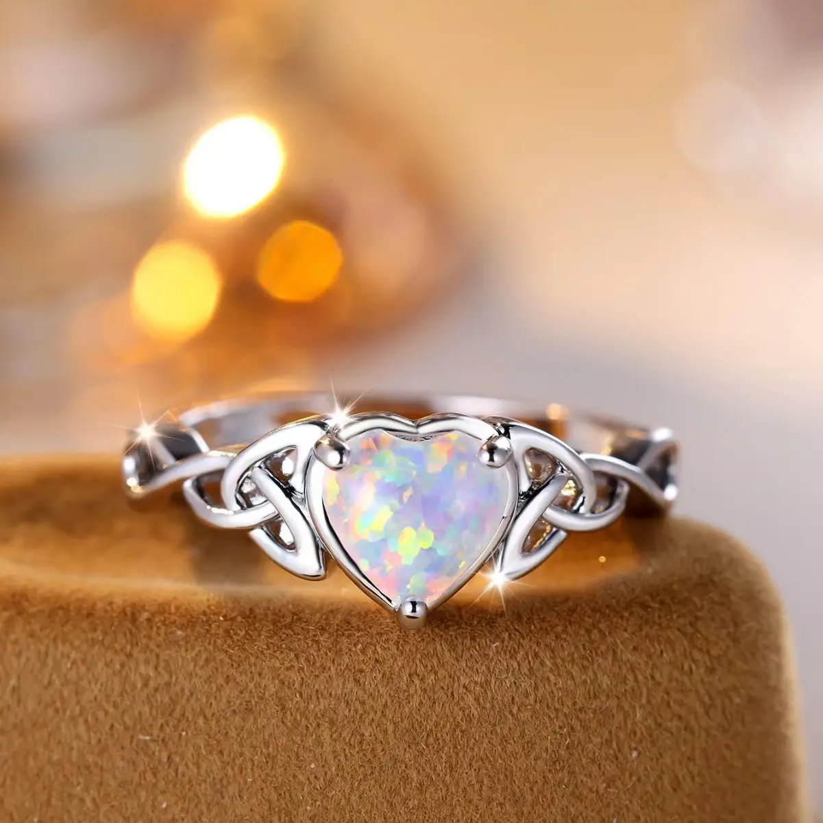 New Arrival Wish Love Opal Ring White Australian Opal Asymmetric Design Two-Side Irregular Minimalist Unique Luxury Ring