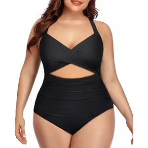 Yonique Plus Size One Piece Swimsuit for Women Tummy Control Bathing Suit Cut out Swimming suit with Built-in bra Criss Cross Bathing Suits for Women Full Coverage Swimsuits Adjustable Shoulder Straps with Hook Closure Swimwear  SwimWeek  summervibes