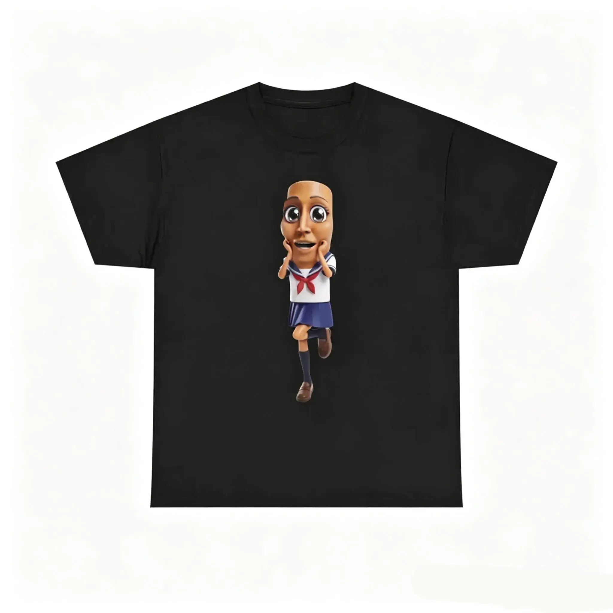 Tung Anime Girl T-Shirt  Tung Tung Tung Sahur Brainrot Meme Unisex Heavy Cotton Tee