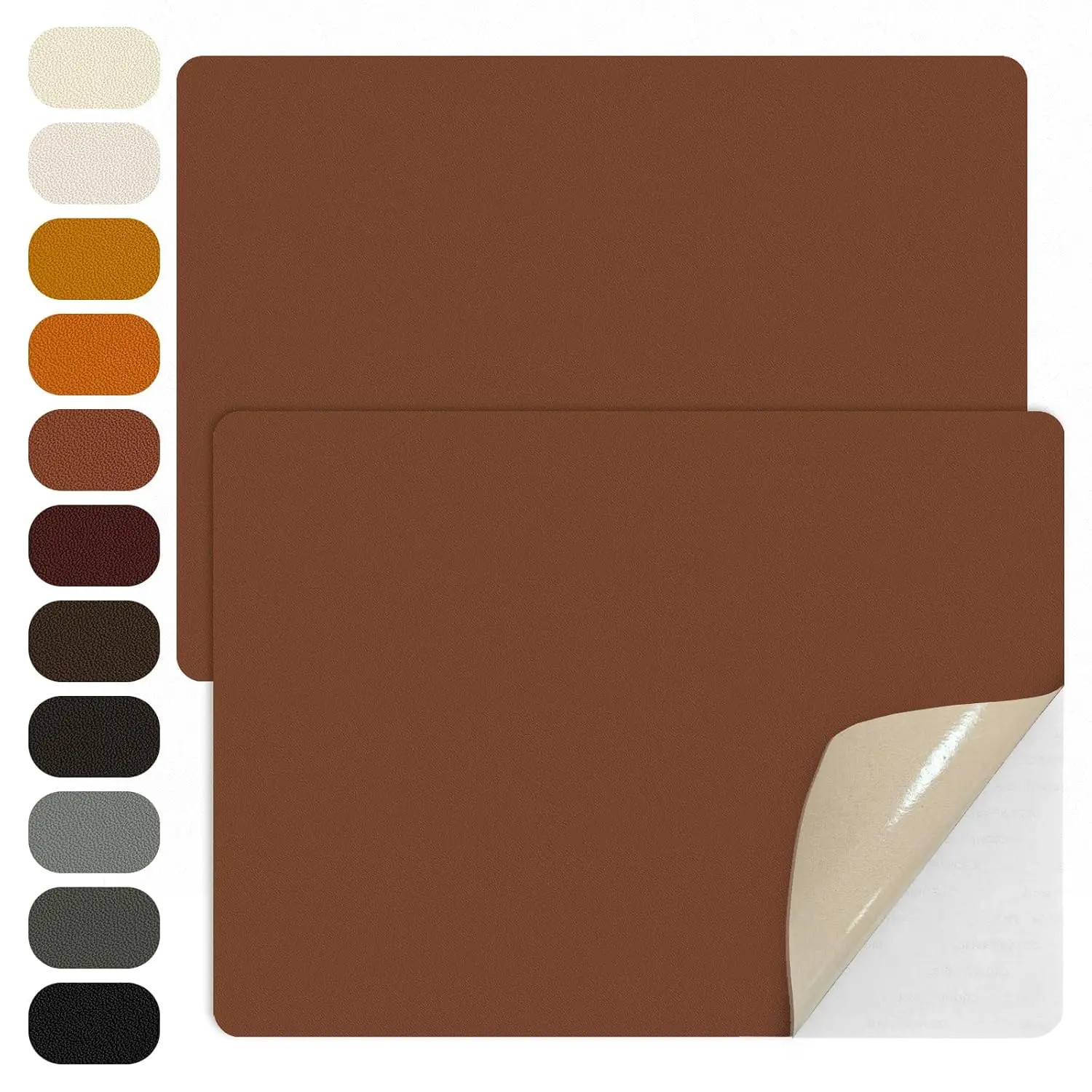 2 count 8 x11 Inch Leather Repair Patches, Self-Adhesive Leather Patch for Sofas, Couch, Furniture,Tote Bags,  Seats (Brown)