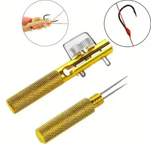 Full Metal Fishing Hook Knotting Tool & Tie Hook Loop Making Device & Hooks Decoupling remover Carp Fishing Accessory Fishing Tackle