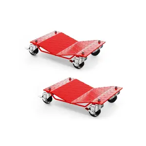 Car Wheel Dolly, 3000 lbs/1361 kg Car Moving Cart with Brakes, Set of 2 Piece, Heavy-Duty Vehicle Dolly, Moving Cars, Trucks, Trailers, Motorcycles, and Boats, Red