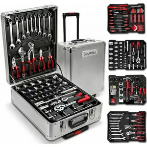 Bourvill 899PCS Tool Set, 4 Drawers Portable Toolbox, Complete Home Repair & Mechanic Tool Kit, Ideal for Daily Maintenance, Holiday Gift fathersdaygift