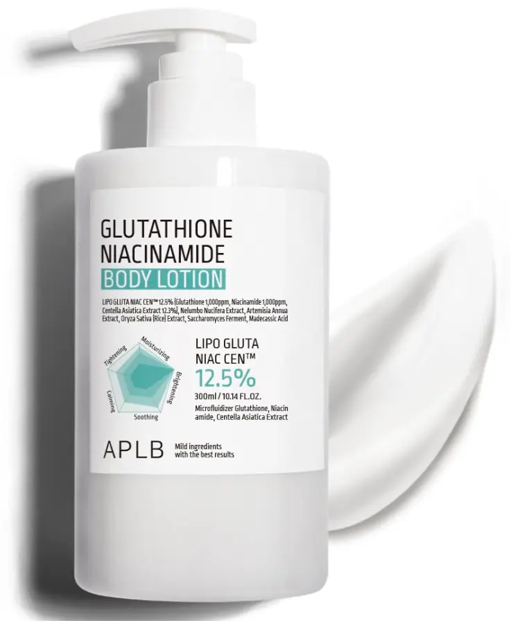 APLB Glutathione Niacinamide Body Lotion 12.5% 300ml with Lipo Gluta Niac TM for Soothing Hydrating Skin Care 10.14oz