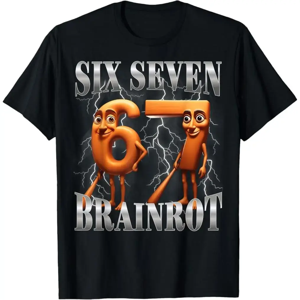Funny 67 Italian Brainrot Tung Tung Sahur Six Seven Meme T-Shirt Cotton Tee