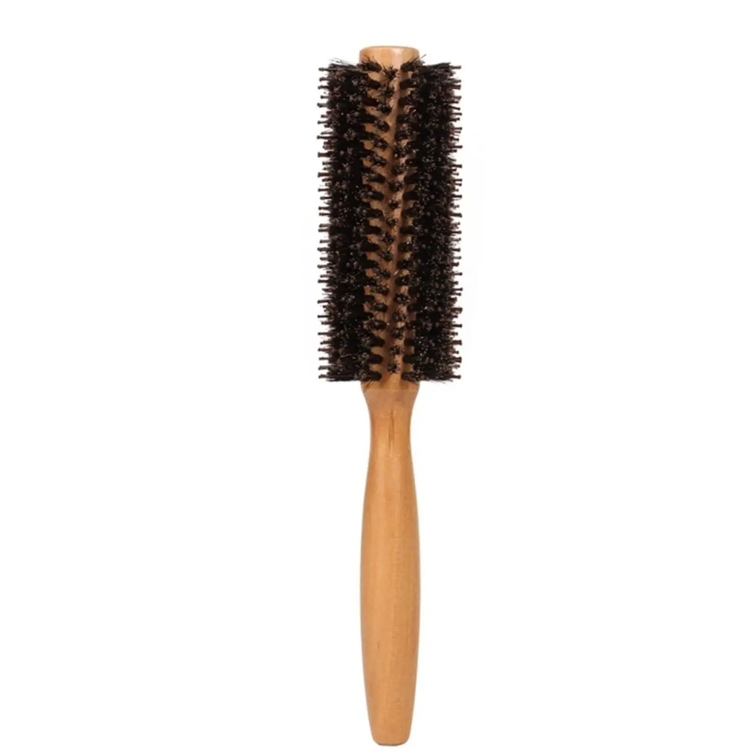Round Styling Hair Brush - 1.9 Inch Diameter - Boar + Nylon Bristles for Blow Drying, Curling, and Styling Hair - Natural Wooden Handle for Women and Men