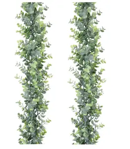 DearHouse 2-Pack Faux Eucalyptus Garland, 6ft/PC UV-Protected Artificial Vines with Greenery Leaves for Wedding Backdrop, Indoor Outdoor Home & Festive Decor
