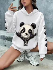 Cartoon panda Lightweight Women's Hoodie For Spring And Autumn,Cleanfit Commuter Casual Long Sleeve TikTok Trending Hoodie Women Tops Sweatshirt
