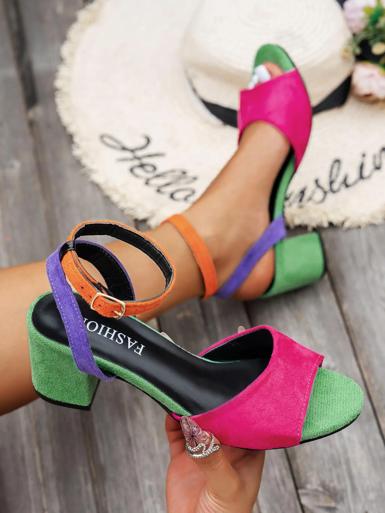 Fashionable Colorblock High Heel Sandals, Classy Elevated Sandals, Elegant Peep Toe Sandals for Party, Daily Clothing Decor, Trendy All-match & Exquisite Heels for Women Footwear, Elegant Party Shoes