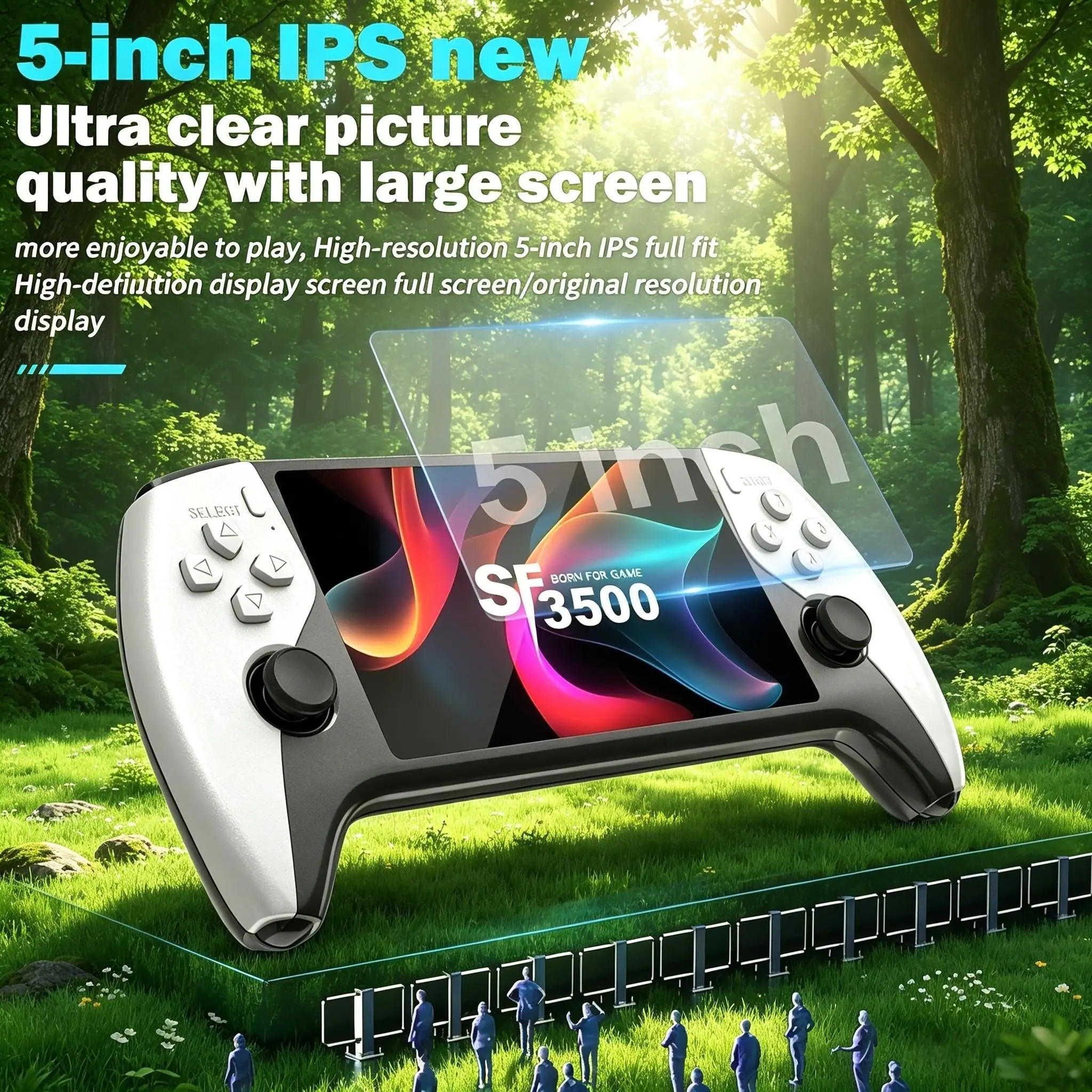 5-Inch Sf3500 HD Handheld Game Console, Portable Gaming System, Gaming Consoles, Retro Arcade Simulator, Dual Player, TV Output, Audio Video Playback