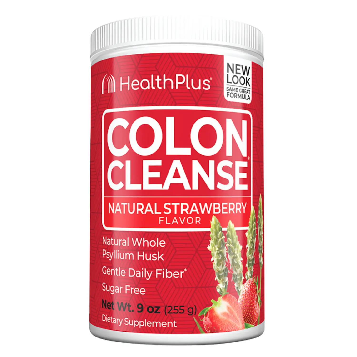 Health Plus Colon Cleanse Powder Strawberry Flavor – Psyllium Fiber Detox Supplement for Bloating Relief, 9 oz