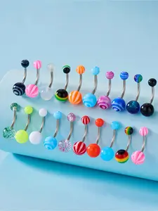 Random Color Belly Button Rings, Fashionable Body Jewelry for Women & Girls, Body Piercing Belly Ring for Party, Daily Clothing Decor, Trendy All-match & Exquisite Jewelry for Birthday Gift, Belly Button Piercing