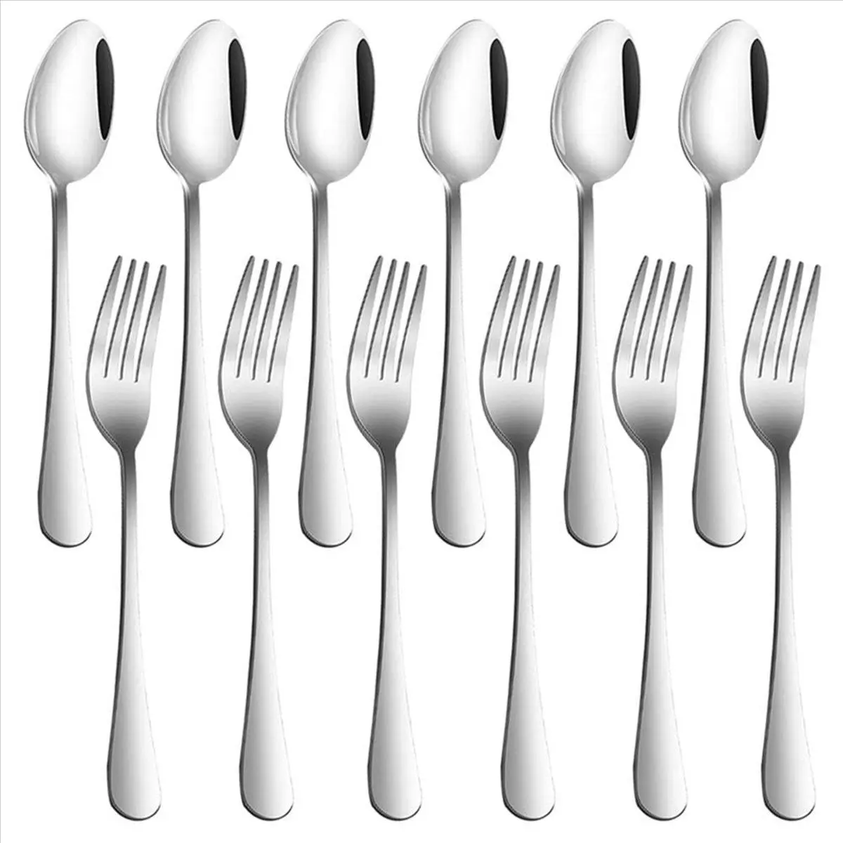 Set of 12, Stainless Steel Dinner Forks and Spoons, Find Top Heavy-Duty Forks (8 Inch) and Spoons (7 Inch) Cutlery Set