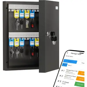 Key Lock Box with Key Management App Track Key Borrow/Return, Wall Mount Key Cabinet, Security Key Holder Lockbox for Home Garage Car Key Storage, Perfect for School Small Office Hotels