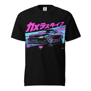 Mazda RX-7 Graphic Tee for JDM Fans Japanese Automotive RX7 Art Garment-Dyed Heavyweight T-Shirt 100% Ring-Spun Cotton Soft Relaxed Fit Streetwear Top