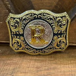 Initial letter Belt Buckle Silver and gold