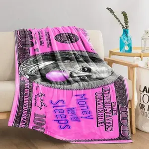 Pink Dollar Money Cute Throw Blanket for Bed Fluffy Soft Blankets Sofa Summer Bedroom Decoration Bedspread the Decorative Fleece  Applies to Super soft  decorative sofa/sofa/bedroom