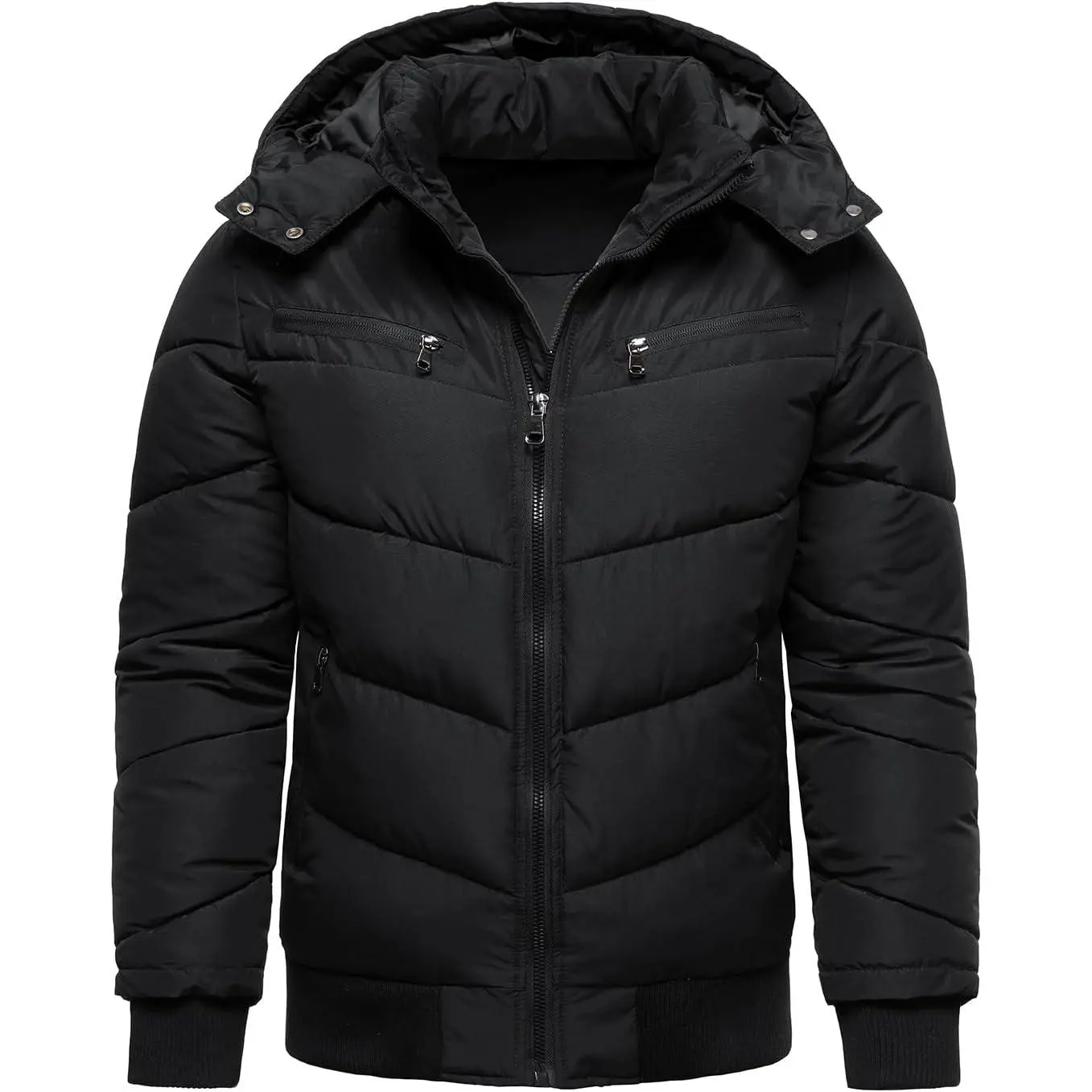 Men’s Winter Coats Windproof Thicken Padded Parka Warm Puffer Jackets with Removable Hood