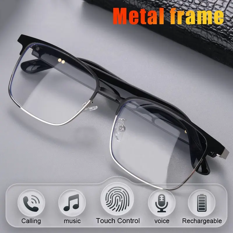 Koipsse Wearable Multifunctional Smart Glasses Wireless Audio Translation Device, HiFi Sound, Multi-Function, Unisex, Dual Touch, Rechargeable, Long Battery Life, Hands-Free Call, Music Playback