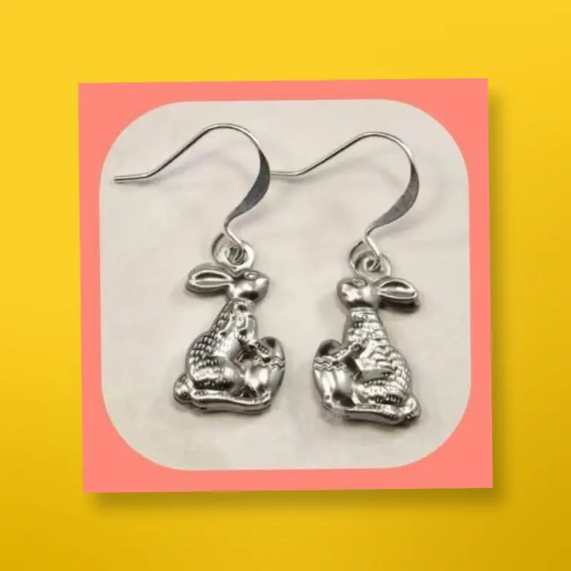 New Adorable 3D Easter Bunny Rabbit With Easter Egg Earrings