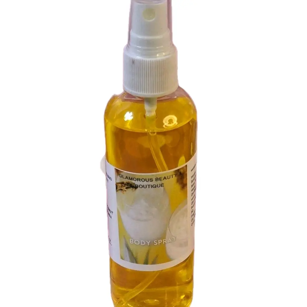 Coconut Colada Body & Hair Mist, 4 oz Scented Spray with Peach, Pineapple & Plumeria Notes, Alcohol-Free & Silicone-Free, Handmade, Bottle, Tropical Mix, Subtle, 4Oz