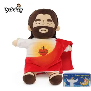 Yelakey Official Breathing Jesus Plush Toy 15.7 inch High-Quality Eco-Friendly Cotton Soft Doll with Light & Sound for Kids Adults Christmas Easter Gifts