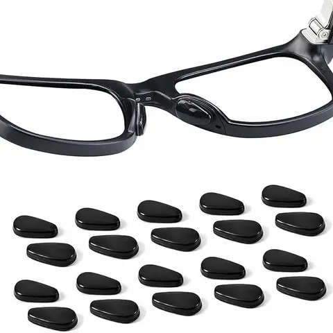10 Pairs Black Soft Silicone Eyeglass Nose Pads - Ergonomic, Lightweight, Breathable, Anti-Slip, Adhesive, 15mm Length, Easy to Apply Pressure Relief Pads for Comfortable Wear, Compatible with Ray-Ban Meta Wayfarer & Gen 2, Oakley Meta HSTN