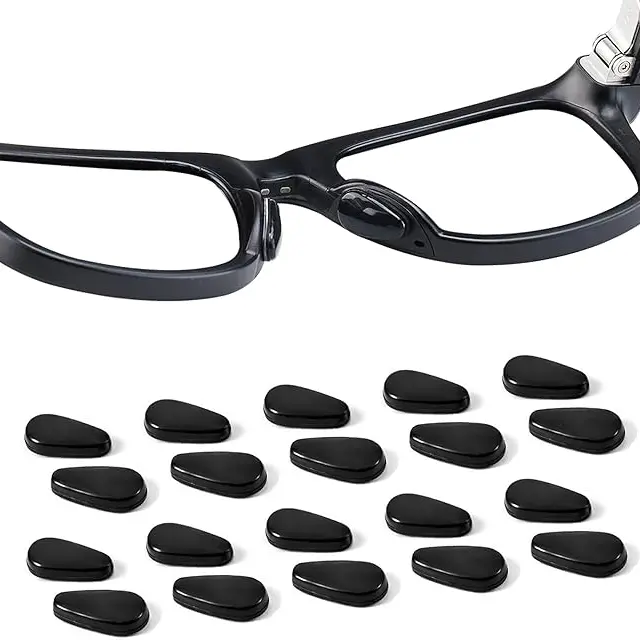 10 Pairs Black Soft Silicone Eyeglass Nose Pads - Ergonomic, Lightweight, Breathable, Anti-Slip, Adhesive, 15mm Length, Easy to Apply Pressure Relief Pads for Comfortable Wear, Compatible with Ray-Ban Meta Wayfarer & Gen 2, Oakley Meta HSTN
