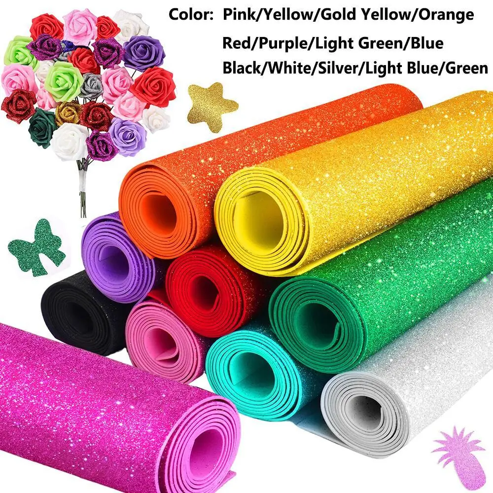 SKYPRO Glitter EVA Foam Sheets (15.75in x 23.62in/40cm x 60cm) - Sparkle Foam Sheets for Paper Christmas Decor, Classroom DIY Crafts sohochic