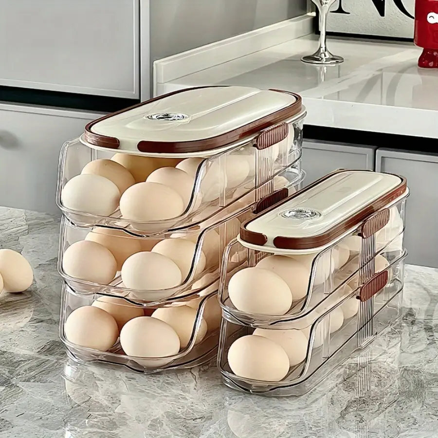 1 Piece, Multi-layer Combination Egg Rack, Refrigerator Egg Storage Box, Egg Sorting Basket, Space-saving, Automatic Rolling Egg Sorter, Large Capacity Egg Dispenser, Suitable for Refrigerator Storage, Refrigerator Organization