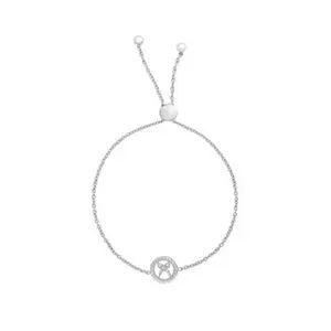 Elegant Sterling Silver Silver 9.25in Platinum Plating Textured Style Bracelet with Draw String Clasp Bracelet
