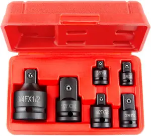 6 Piece impact Socket Adapter and Reducer Set, 1/4", 3/8", 1/2", 3/4" Chrome Vanadium Steel impact Ratchet/Socket Extension/Conversion Kit for automotive maintenance construction engineering